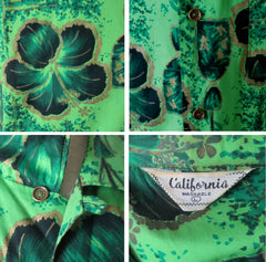 Mens Vintage 50s Green & Gold Hawaiian Shirt L - Bombshell Bettys Vintage