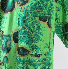 Mens Vintage 50s Green & Gold Hawaiian Shirt L - Bombshell Bettys Vintage
