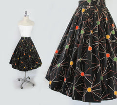 • Vintage 50's Atomic Starburst Swing Skirt Mid Century Modern S - Bombshell Bettys Vintage