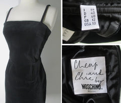 Vintage Moschino Cheap And Chic Black Velvet Party Dress S - Bombshell Bettys Vintage