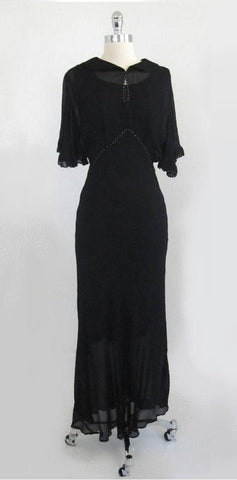 Vintage 90's Meets 30s Inspired Old Hollywood Black Sheer Dress Evening Gown M