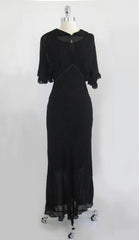 Vintage Inspired 30's 40's Old Hollywood Glamour Black Sheer Dress Evening Gown M - Bombshell Bettys Vintage