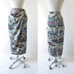 Vintage 90's Reyn Spooner Eddy Y Hot Rod Hawaiian Sarong Skirt M / L - Bombshell Bettys Vintage