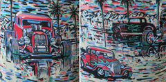 Vintage 90's Reyn Spooner Eddy Y Hot Rod Hawaiian Sarong Skirt M / L - Bombshell Bettys Vintage