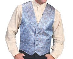 Mens Scully Blue Scroll Old West Steampunk Vest 2XL