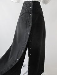 Vintage Style Scully Retro Black Western Long Pearl Snap Skirt  S - Bombshell Bettys Vintage