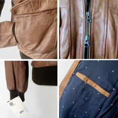 Men's Scully Washed Leather Bomber Jacket L