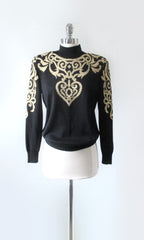 Vintage St John Y2K Gold Heart Sweater S
