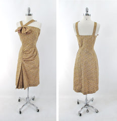 Vintage 50s Julius Garfinckel & Co Atomic Sheath Party Dress S
