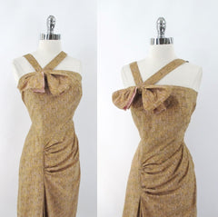 Vintage 50s Julius Garfinckel & Co Atomic Sheath Party Dress S