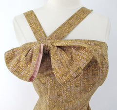 Vintage 50s Julius Garfinckel & Co Atomic Sheath Party Dress S