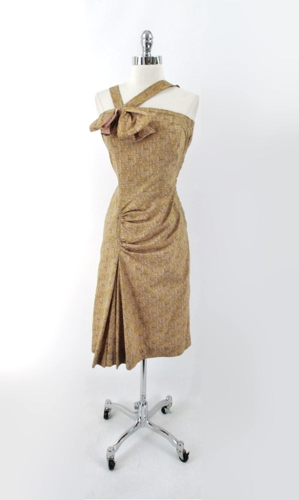 Vintage 50s Julius Garfinckel & Co Atomic Sheath Party Dress S