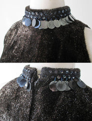 Vintage 60s Black Tinsel Evening Gown Cocktail Party Dress XS