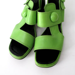 Vintage 60s 70s Lime Green Martini Osvaldo Chunky Sandals Shoes 9