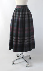 Vintage 70s Evan-Picone Plaid Wool Tea Length Day Skirt S