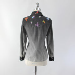 Vintage 70s Ombre Embroidered Western Shirt / Light Jacket S