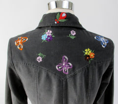 Vintage 70s Ombre Embroidered Western Shirt / Light Jacket S