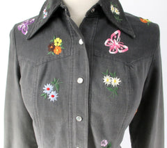 Vintage 70s Ombre Embroidered Western Shirt / Light Jacket S