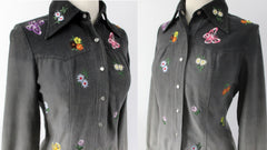 Vintage 70s Ombre Embroidered Western Shirt / Light Jacket S