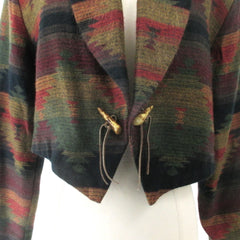 Vintage 80s Southwestern Prairie Cropped Bolero Jacket L