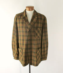 Vintage 50s Pendleton Golden Green Plaid Wool 49er Jacket  L - Bombshell Bettys Vintage