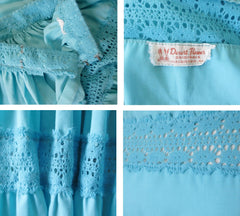 Vintage 50's Aquamarine Desert Flower Patio / Squaw Skirt Blouse Set L - Bombshell Bettys Vintage