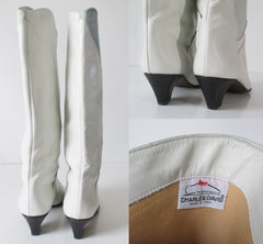 Vintage 80's Charles David White Slouch Boots 9 - Bombshell Bettys Vintage