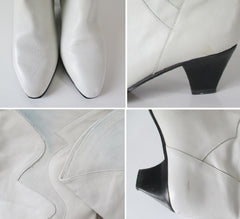 Vintage 80's Charles David White Slouch Boots 9 - Bombshell Bettys Vintage