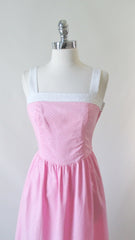 • Vintage 80's Pink White 50's Style Sundress Dress XS - Bombshell Bettys Vintage