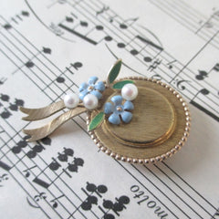 Vintage Krementz Hat Flower and Pearl Brooch Pin - Bombshell Bettys Vintage