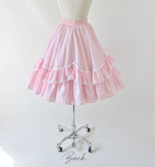 Vintage Pink Ruffle & Bows Full Circle Dolly Skirt M - Bombshell Bettys Vintage
