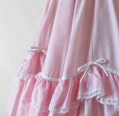 Vintage Pink Ruffle & Bows Full Circle Dolly Skirt M - Bombshell Bettys Vintage