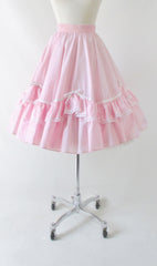 Vintage Pink Ruffle & Bows Full Circle Dolly Skirt M - Bombshell Bettys Vintage