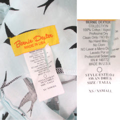 Bernie Dexter Swan Dress Sky Blue Bird Print XS