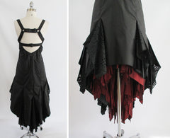 Vintage 90's Carling In Love Bewitching Gothic Black High Lo Party Evening Dress S - Bombshell Bettys Vintage