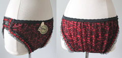 Vintage 50's 60's Pinup Burlesque Red Velvet Black Lace Panties M