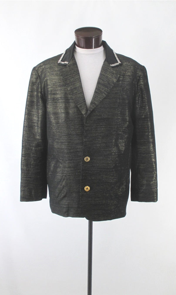 Men's Black & Gold Lame Special Occasion Jacket L 48