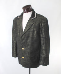 Men's Black & Gold Lame Special Occasion Jacket L 48