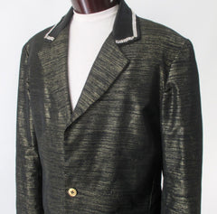 Men's Black & Gold Lame Special Occasion Jacket L 48