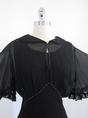 Vintage Inspired 30's 40's Old Hollywood Glamour Black Sheer Dress Evening Gown M - Bombshell Bettys Vintage