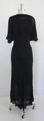 Vintage Inspired 30's 40's Old Hollywood Glamour Black Sheer Dress Evening Gown M - Bombshell Bettys Vintage