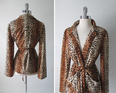 Vintage 70's Soft Leopard Evening Jacket Blazer L - Bombshell Bettys Vintage