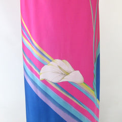 floral vintage dress 70s 1970s maxi pink blue Hawaiian disco dress