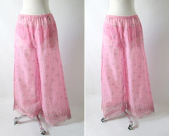 Vintage 60's 70's Sheer Pink Beach Pants Matching Bikini Pool Set XS / S - Bombshell Bettys Vintage