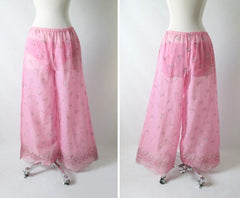 Vintage 60's 70's Sheer Pink Beach Pants Matching Bikini Pool Set XS / S - Bombshell Bettys Vintage