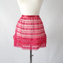 Vintage 50's / 60's Elsa Schiaparelli Red Lace Satin Trim Hostess Apron