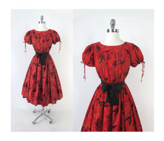 Vintage 50s Hawaiian Muumuu Lounging Dress L