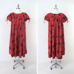 Vintage 50s Hawaiian Muumuu Lounging Dress L