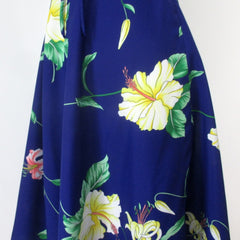 Vintage 70s Lace Up Back Hawaiian Midi Dress XS