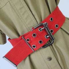 Vintage 80s Jordache Khaki Safari Dress & Matching Belt L